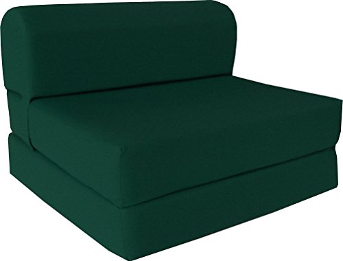Sleeper Chair Folding Foam Bed - Studio Foam Mattress, Folded Sofa. (6Tx32Wx70L, Hunter Green)