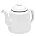 Enamelware 52 Ounce Teapot - Solid White with Black Rim