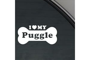 SassyStickers I Love My Puggle Dog Bone White Sticker Decal