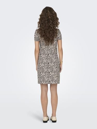 Damen Onlbera Back Lace Up S/S Dress JRS Noos, Black/AOP:Eggnog Leo, M