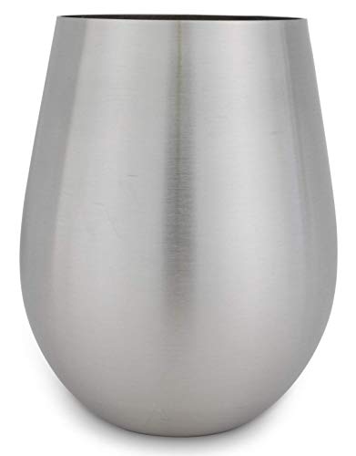 Stainless Steel Wine Glasses: Large 18 Oz Set of 4 Stemless Metal Wine Glass Set - Outdoor Wine Tumbler for the Pool, Camping, Cookouts, Travel - Set of 4 Drinking Cups (Natural)