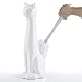 Allure Home Creation Ceramic Cat Bowl Toilet Brush - White - Brush Included - 2 Piece Set