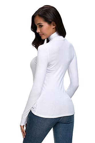 Womens Long Sleeve Turtleneck High Neck Fitted Fall Layer Tee Top