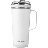 Ice Shaker 26 Oz Stainless Steel Flex Tumbler with Handle, as Seen on Shark Tank, White Modern Drinking Cup