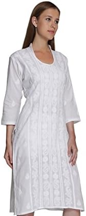 Indiankala4U Ladies Kurti Tops Hand Embroidered Chikankari Tunic for Women, Cotton