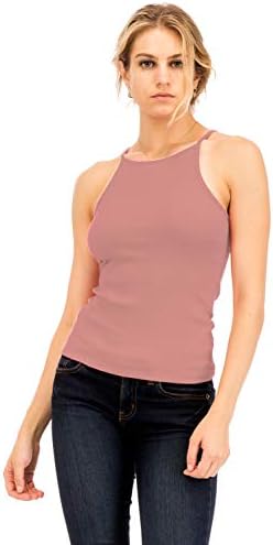 NANAVA Women's Basic Ribbed High Neck Racerback Camisole Top