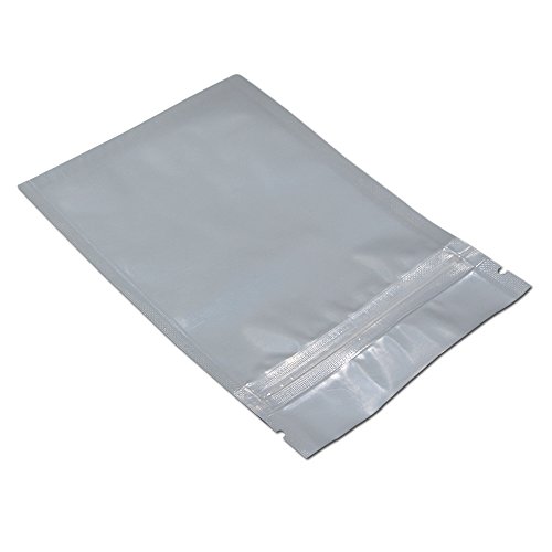 100 Pack - Multi Colors Clear Front 3.9mil Mylar Ziplock Heat Seal Bag Aluminum Foil Smell Proof Pouch Long Term Food Storage Bag Resealable Zipper Soap Cosmetic Sample 2.9"x3.9" (Silver)