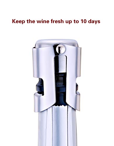 OWO Champagne Stopper, Stainless Steel Bottle Plug Sealer for Sparkling Wine, Superior Leak-Proof Bubble Retaining Saver, No Sharp Edge, No Spill, Fizz Saver, Passed Press Test (Silver)