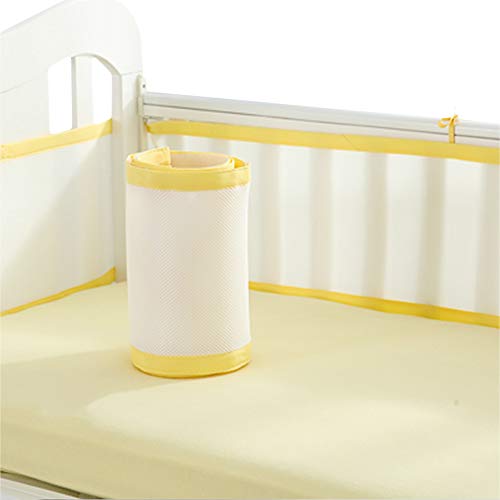 Liitrton Breathable Baby Crib Bumper Pads Collision-Proof Nursery Bedding Protect Bumper Pads Machine Washable (Yellow)
