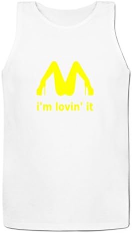DreamFanta Men's Cotton I'm Loving it Mcdonald concept Parody Tank top XXL White