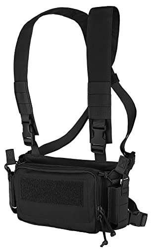 KRYDEX GEAR Chest Rig Vest with 5.56/7.62 Mag Pouch 9mm Pistol Magazine Pouch and X-Harness Tactical Vest for CS, Airsoft Hunting (Black) โ image 1