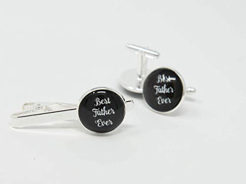 BEST FATHER EVER! - Tie bar Tie Clip & Cuff Links for your father, daddy dad, menswear, men's accessories, JW tie bars in black