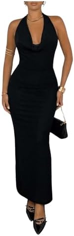 makemechic women's sleeveless split ruched halter party cocktail long dress Amazon.com: MakeMeChic Women's Sexy Tie Backless High Slit Formal Cocktail Dress Cami Maxi Party Dress Black XS : Clothing, Shoes & Jewelry