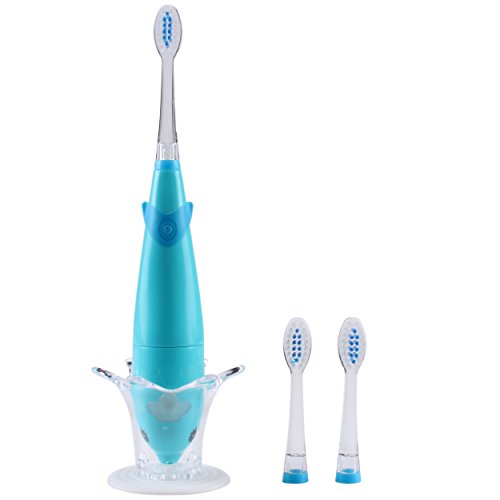 Linsam Music Toothbrush Kids Electric Toothbrush with 2 Brush Heads 7 Color Light for Baby Children Smart Reminder 621 Blue