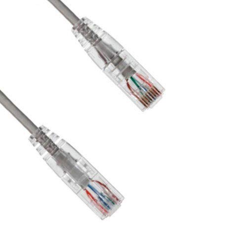 Kentek 10 Feet FT CAT6 UTP Slim Patch Cable 28 AWG 550 MHz Category 6 Unshielded Twisted Pair Clear Connector Snagless Molded OD 3.6MM Ethernet RJ45 Network Internet Cord Gray