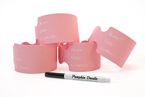 Writable, Reusable labels for Daycare, baby bottle labels. Write, Erase & Reuse! GREAT FOR DAYCARE, Breast Milk, Formula and Milk. 4 bands and free dry erase marker (Pink)