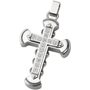 Channel Set Cubic Zircons Cross. 