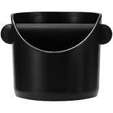 Coffee Knock Box, 4.6 in, Barista Style Espresso Grounds Knock Box, Removable Plastic Knock Rod, Non-Slip Base, Espresso Maker Accessory (Black)