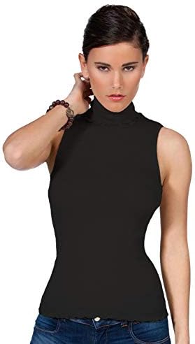 Luxury Wool Silk Turtleneck/Mockneck Sleeveless Top. Proudly Made in Italy.