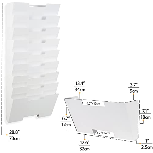 Wallniture Lisbon 9Tier White Wall File Holder Organizer for