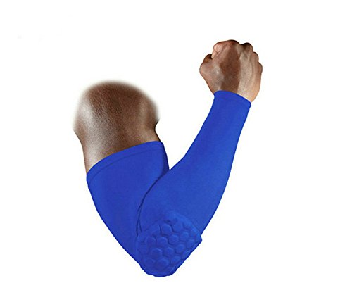 1 Pair / 2 Pcs Honeycomb Elbow Pads Crashproof Arm Sleeves Basketball Football Volleyball Protector Padded Support elbow Brace Shin Guards Protective Gear for Girls Boys Kids Men (Blue, Medium) - Thumbnail 2