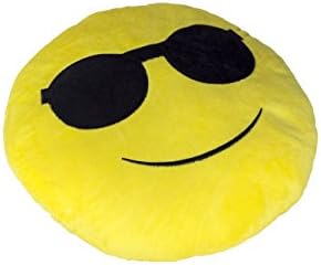Fabugears 13 Inch. Large Yellow Fun Emoji Soft Push Round Pillow Funny Emoticon Stuffed Plush Cushion. Comes With A Pack Of 192 Diferent Stickers