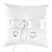 Little World Ring Pillow Pearls, Decor Bridal Wedding Ivory Ring Bearer Pillow, 7.8 Inch x 7.8 Inch (White)