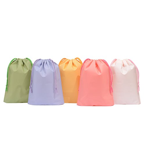 15ct Drawstring Treat Cello Bags for Kids Party Favors Goodies Gift Wrapping, Gym Sports Travel Garments Organizing Storage, Assorted Colors Plastic Bags 8'' x 10'' (Bottom Gusset)
