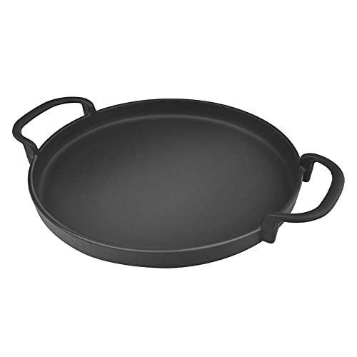 Onlyfire 30.5 cm Cast Iron BBQ Grill - Round Cooking Plate with Handles - Cast Iron Pan - Accessory for Weber Gourmet BBQ and Crafted System