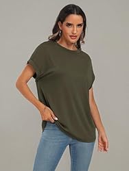 AUTOMET Womens Summer Tops Oversized Short Sleeve