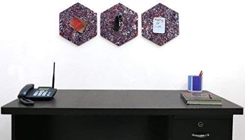 Marine Pearl Multifunctional 12 Inch Set of 3 Frameless Soft Pin Up Bulletin Notice Photo Board for Home/Office/Kids Room (Hexagonal Multi)