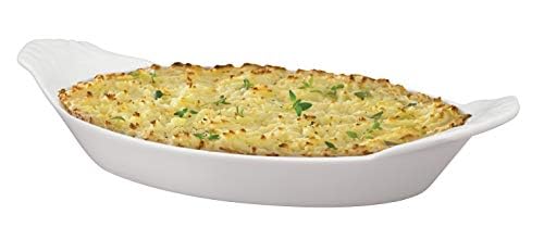 HIC Kitchen HIC Kitchen Oval Au Gratin Baking Dish Set, Fine White Porcelain, 10-Inch, Set of 4 Au Gratin Baking Dish Set, Fine White Porcelain, 10-Inch, Set of 4