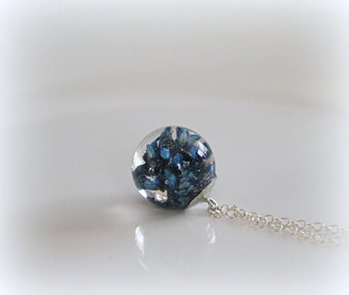 Blue flower resin Round ball Neklace