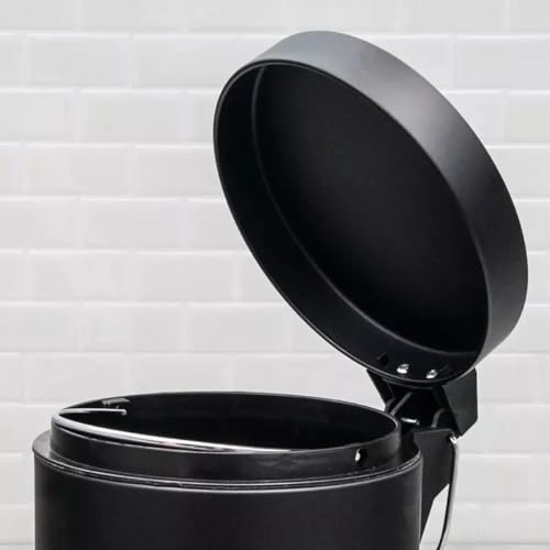 Lixeira com Pedal 12 Litros em Aço Inox, Cesto Interno Removível, Tampa Basculante, Alça para Transporte, Lixeira para Banheiro, Cozinha e Lavabo – Preto, Branco ou Inox