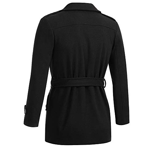 Clearance! New Winter Men Slim Stylish Trench Coat Double Breasted Long Jacket Parka (M, G-Black)