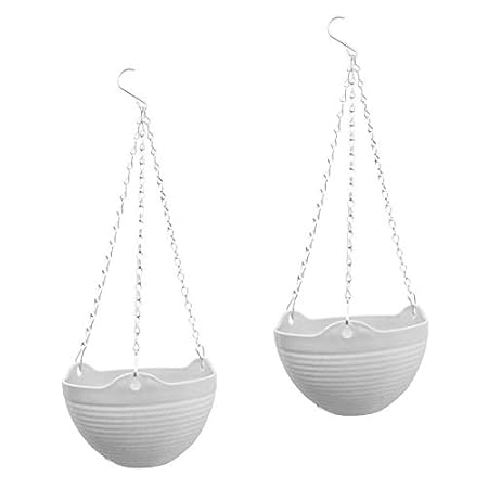 Antier (2 Sets of) Hanging Flower Planter Pots with Chain for Indoor Outdoor Home Decoration
