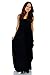 Simply Ravishing Casual Maxi Boho Harem Spaghetti Strap Dress, 2X, Black