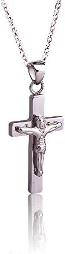 HX SHARE Stainless Steel Jesus Cross Necklace Crucifix Bible Prayer Pendant Necklace Men Women Jewelry,17.7"-23.6" Chain