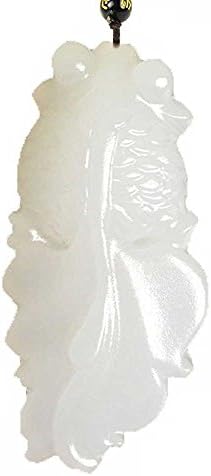 Natural Jade Pendant Lucky Goldfish Engraving Necklace
