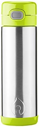 FIREKI Vacuum Insulated Stainless Steel Straw Bottle with Push Top (16 oz, Lime Green)