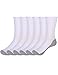 Mens Crew Socks White Thin Cotton Sock for Everyday Work 6-Pack Grey Sole