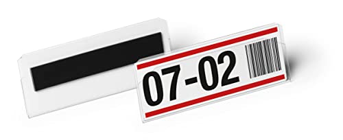 Durable Hard Cover Ticket Holder - Magnetic Label Holder - 100 x 38mm - Pack of 10 - Transparent - for Labelling Shelves and Racking