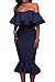 AlvaQ Women's Summer Off The Shoulder Evening Mermaid Midi Dress Plus Size Formal Medium Blue