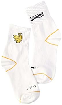 Harajuku Cute Pastel Socks Banana Pattern (White)