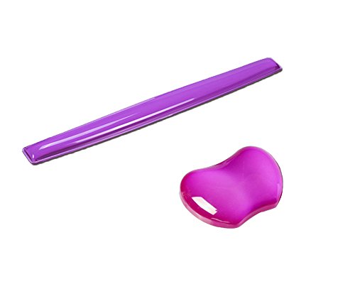 Silicone Gel Keyboard & Mouse Wrist Rest Pad Set Plus- ABRONDA Keyboard & Mouse Wrist Rest Support Heart-Shaped Translucence & Ergonomic & Comfortable & Durable & Pain Relief (Purple Set)