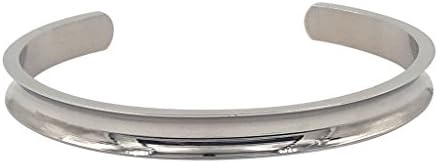 Qiaofulicheerfully Stainless Steel Bracelet Grooved Cuff Bangle Adjustable Polished Bracelet Women Girls for Mother's day gifts Silver