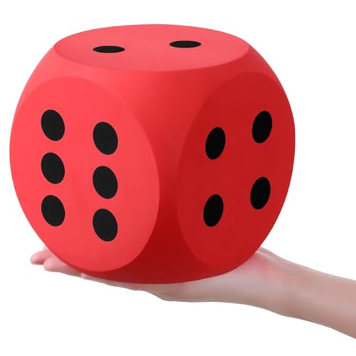 Shappy 6 Inches Foam Dice Fun Filled Large Educational Toy Kawaii Giant Dice Decorative Eva Foam Jumbo Cube Big Square Building Blocks for Game Nights Learning Sessions(Red,1 Pc)