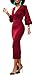 Corala Women Deep V Puff Long Sleeve Bodycon Party Midi Dress