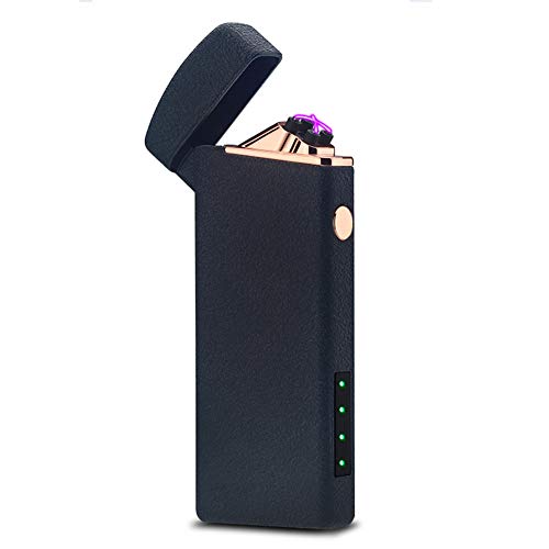 Arc Lighter USB Rechargeable Dual Arc Lighter Windproof Flameless Lighters Cross Beam Plasma Lighter Electric Lighter with Battery Indicator (Matte Black)
