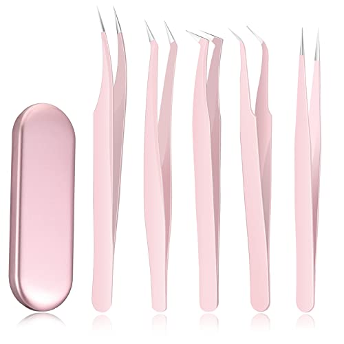 5 Pcs Eyelash Tweezers Set Eyelash Extension
